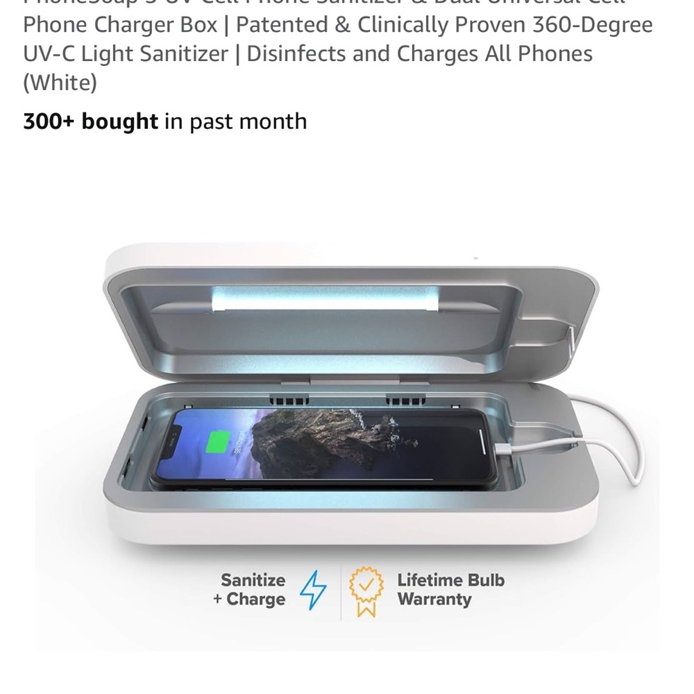 PhoneSoap Phone Sanitizer and Charger - White
